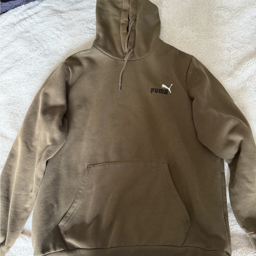 Puma Green Sweatshirt with Ribbed Cuffs and Hood